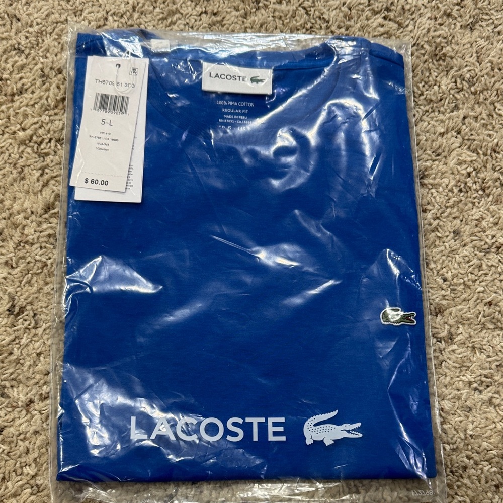 Lacoste Men’s Blue Pima short sleeve tee shirt